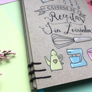 Sketchbook Caderno de Receitas A5 Devaneios – Nome Personalizável